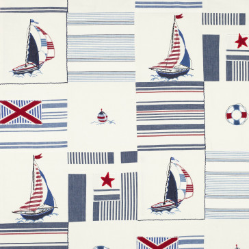 Jane Churchill - Sailing Patchwork - J633F-01 Red/Blue