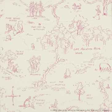 Jane Churchill - Nursery Tales - One Hundred Acre Wood Map - J129W-01 Pink