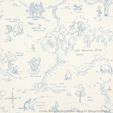 Jane Churchill - Nursery Tales - One Hundred Acre Wood Map - J129W-03 Blue