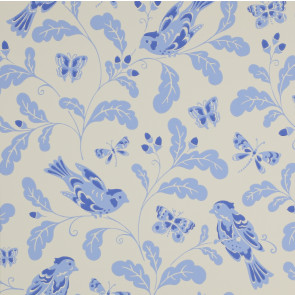 Jane Churchill - Brightwood - Songbird - J139W-06 Cream/Blue